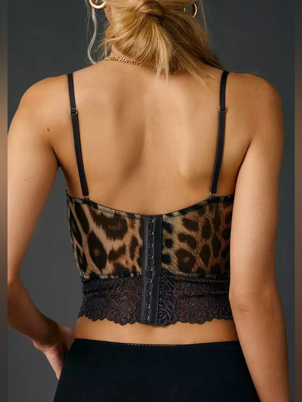 UO Leopard Print Mesh And Lace Corset Cami - Picture 2 of 4
